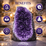 Natural Amethyst Cluster 250g–400g Raw Crystal Geode – Healing Energy Stone for Meditation, Chakra Balancing & Home Decor | COSZON® - Image 5